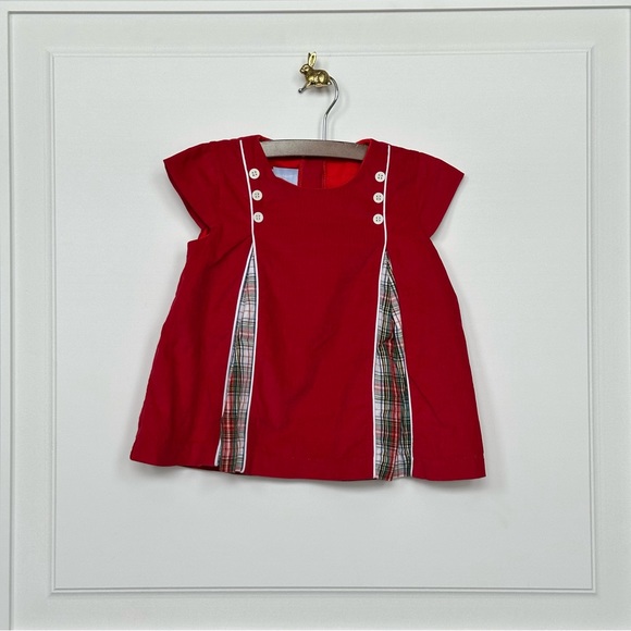 Bella Bliss | Red Corduroy Tartan/Plaid Pleated Dress - Picture 4 of 8